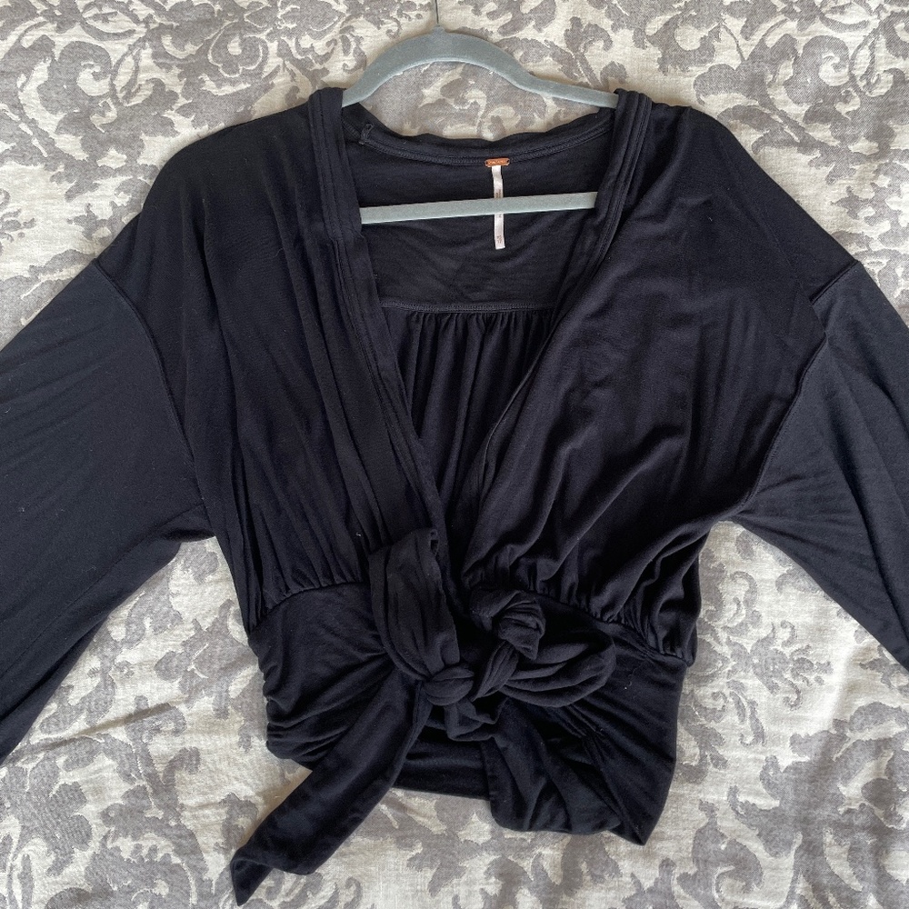 Free People Black Long Sleeve Top
